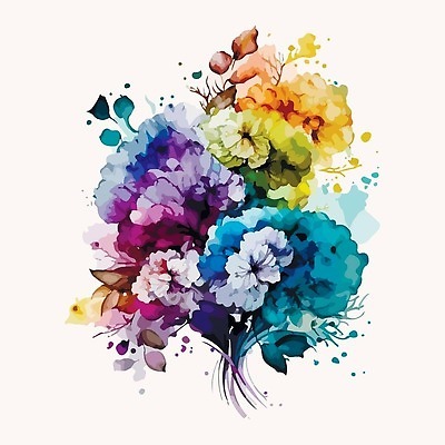 EPS 해외이미지 꽃 부케 일러스트 사람없음 번짐 해외202310 해외일러스트 식물 꽃다발 파일형식 벡터 효과