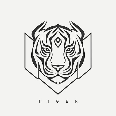 EPS 해외이미지 야생동물 선 일러스트 사람없음 검은색 호랑이 심볼 심플 해외202310 해외일러스트 동물 컬러 포유류 파일형식 벡터