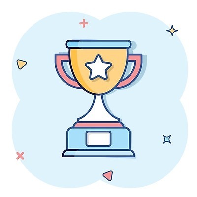 EPS 해외이미지 별 일러스트 사람없음 파란색 트로피 심볼 심플 코믹 해외202310 해외일러스트 자연요소 컬러 상_우승 파일형식 벡터