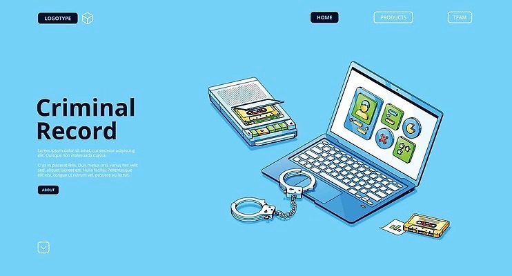 EPS 해외이미지 일러스트 사람없음 파란색 노트북 카세트테이프 범죄 수갑 증거 아이소메트릭 수사 카세트플레이어 형사 해외202310 해외일러스트 컬러 전자제품 경찰 플레이어 파일형식 벡터