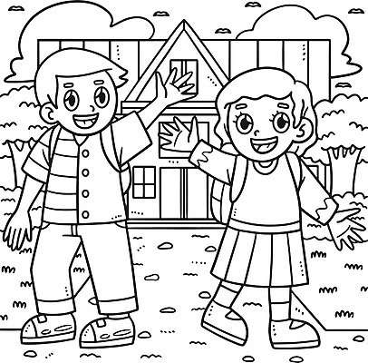 EPS 해외이미지 디자인 교육 행복 실루엣 어린이 선 컬러 백그라운드 일러스트 학교 그래픽 그림 윤곽 손그림 페이지 걸음마 색칠공부 벡터 해외202310 해외일러스트 감정 모션 촬영기법 사람 학습 색칠 파일형식