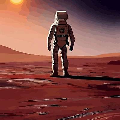 EPS 해외이미지 전신 일러스트 표면 미래 그림자 한명 사람 빛 우주 우주비행사 신비 우주복 화성 SF 해외202310 해외일러스트 1 옷 컨셉 행성 파일형식 벡터