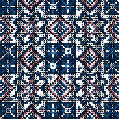 EPS 해외이미지 디자인 겨울 패턴 일러스트 눈꽃 사람없음 파란색 뜨개질 해외202310 해외일러스트 계절 컬러 무늬 눈_날씨 취미 파일형식 벡터