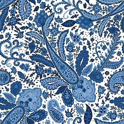 EPS 해외이미지 백그라운드 잎 꽃무늬 패턴 일러스트 사람없음 파란색 빈티지 복고 해외202310 해외일러스트 식물 꽃 컬러 컨셉 무늬 파일형식 벡터