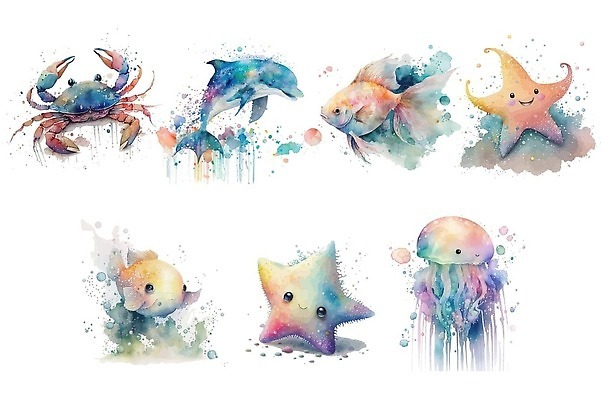 EPS 해외이미지 동물 디자인 꽃 야생동물 바다 일러스트 자연 불가사리 생물 어류 물 세트 수중 게 인사 신용카드 해조류 만화 수집 그림 공상 해파리 해마 벡터 해외202310 해외일러스트 자연요소 식물 극피동물 갑각류 금융 바다동물 수중동물 예절 해양식물 자포동물 생태계 파일형식