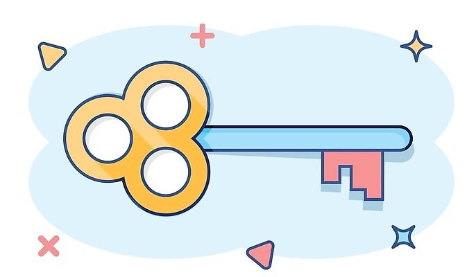 EPS 해외이미지 일러스트 열쇠 사람없음 파란색 심볼 심플 코믹 해외202310 해외일러스트 컬러 파일형식 벡터