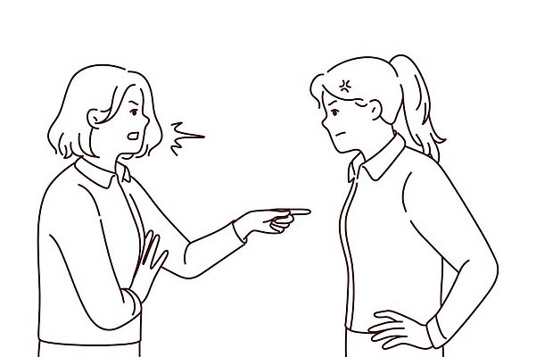 EPS 해외이미지 여자 허리손 일러스트 스트레스 성인 두명 분노 짜증 싸움 삿대질 성인여자만 해외202310 해외일러스트 감정 포즈 모션 사람 손짓 여자만 성인만 파일형식 벡터