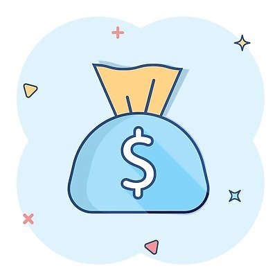 EPS 해외이미지 일러스트 사람없음 파란색 돈자루 심볼 심플 코믹 해외202310 해외일러스트 컬러 돈 파일형식 벡터