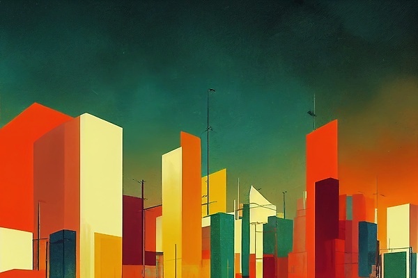 JPG 해외이미지 일러스트 하늘 빌딩 사람없음 컬러풀 도시 분위기 해외202310 해외일러스트 컬러 컨셉 건물 파일형식