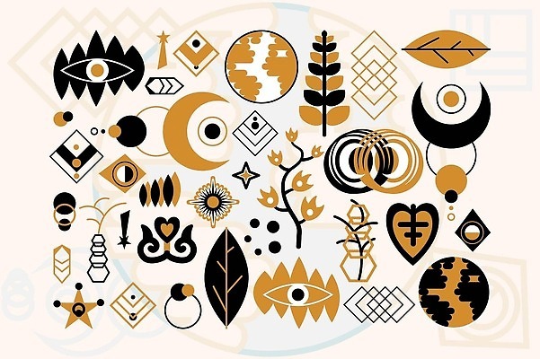 EPS 해외이미지 식물 전통 디자인 응시 실루엣 별 잎 일러스트 그래프 그래픽 장식 세트 검은색 중국 어둠 별자리 마술사 달 황금 플랫 고급 보호 낙서 초승달 신비 수집 심볼 사인 그림 복고 심플 윤곽 점성술 신성 부적 빅토리아 혜성 벡터 해외202310 해외일러스트 자연요소 시선 아시아 컬러 컨셉 촬영기법 마술 파일형식