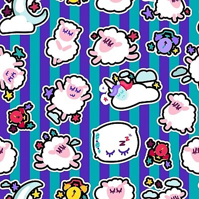 EPS 해외이미지 동물캐릭터 백그라운드 패턴 일러스트 휴식 사람없음 파란색 자명종 잠 양 유니콘 아기자기 해외202310 해외일러스트 일러캐릭터 동물 캐릭터 시계 컬러 컨셉 무늬 포유류 알람 파일형식 벡터