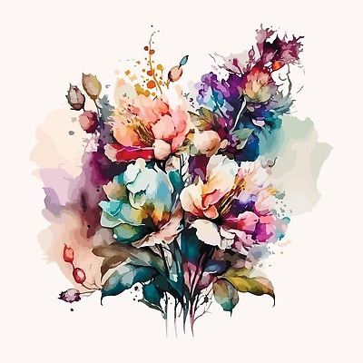 EPS 해외이미지 꽃 부케 일러스트 사람없음 번짐 해외202310 해외일러스트 식물 꽃다발 파일형식 벡터 효과