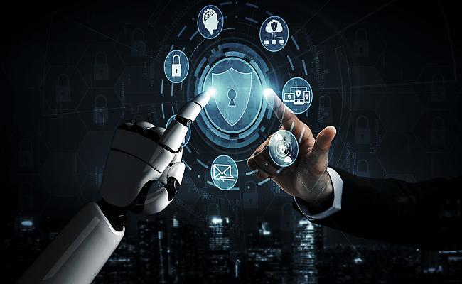 포토 해외이미지 손 비즈니스 미래 자물쇠 신체부위 파란색 스크린 모니터 기계 터치 가리킴 로봇 열쇠구멍 방패 AI_인공지능 해외202310 해외포토 AI파일 컬러 컨셉 사람 손짓 컴퓨터 파일형식 벡터