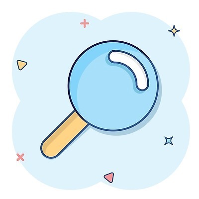 EPS 해외이미지 일러스트 돋보기 사람없음 파란색 심볼 심플 코믹 해외202310 해외일러스트 컬러 파일형식 벡터