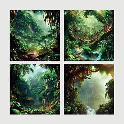 EPS 해외이미지 백그라운드 잎 일러스트 자연 사람없음 초록색 세트 열대우림 해외202310 해외일러스트 식물 컬러 숲 생태계 파일형식 벡터