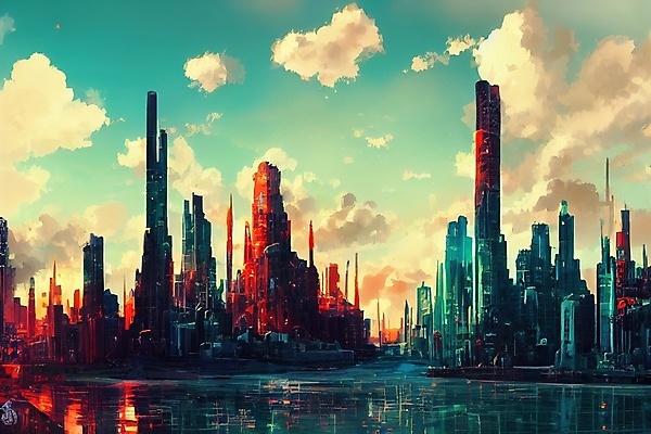 JPG 해외이미지 일러스트 하늘 추상 사람없음 도시 카툰스타일 해외202310 해외일러스트 무늬 파일형식