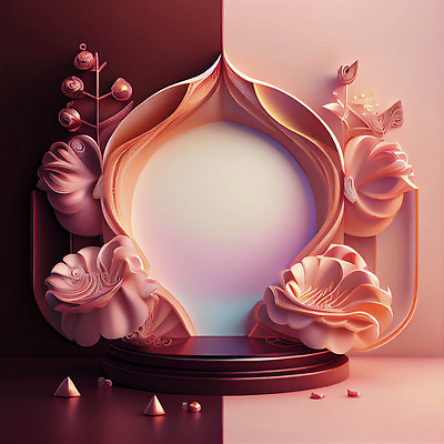 포토 JPG 해외이미지 꽃 분홍색 백그라운드 사람없음 3D 광택 단상 파스텔톤 포디움 해외202310 해외포토 식물 컬러 무대 디지털합성 파일형식