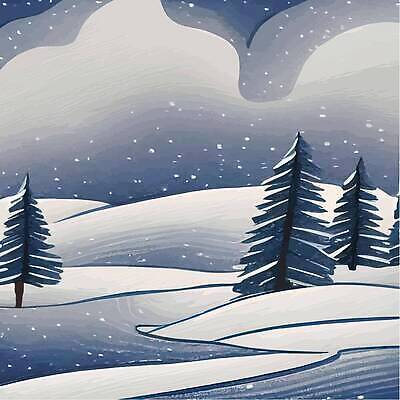 EPS 해외이미지 나무 겨울 일러스트 사람없음 파란색 눈내림 눈덮임 해외202310 해외일러스트 식물 계절 컬러 컨셉 눈_날씨 파일형식 벡터