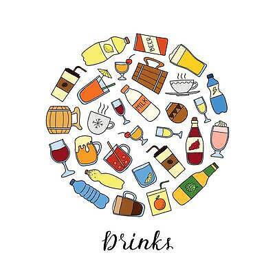 EPS 해외이미지 커피 와인잔 일러스트 맥주 사람없음 와인 우유 칵테일 원형 낙서 오렌지주스 찻잔 샴페인 레모네이드 생수 가득함 컵받침 손그림 드로잉 딸기우유 카페라떼 에너지음료 아기자기 해외202310 해외일러스트 도형 음료 컨셉 술잔 잔 유제품 주류 미술 과일주스 물병 받침대 라떼 에이드 파일형식 벡터