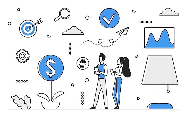 EPS 해외이미지 전신 여자 남자 일러스트 비즈니스 전등 성인 두명 파란색 디지털 정보 업무 스마트 종이비행기 분석 온라인 경영 데이터베이스 인터페이스 해외202310 해외일러스트 컬러 컨셉 조명 사람 작업 종이접기 파일형식 벡터