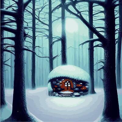 EPS 해외이미지 나무 겨울 일러스트 주택 사람없음 설원 추위 눈 숲 해외202310 해외일러스트 자연요소 식물 계절 날씨 눈_날씨 건물 파일형식 벡터