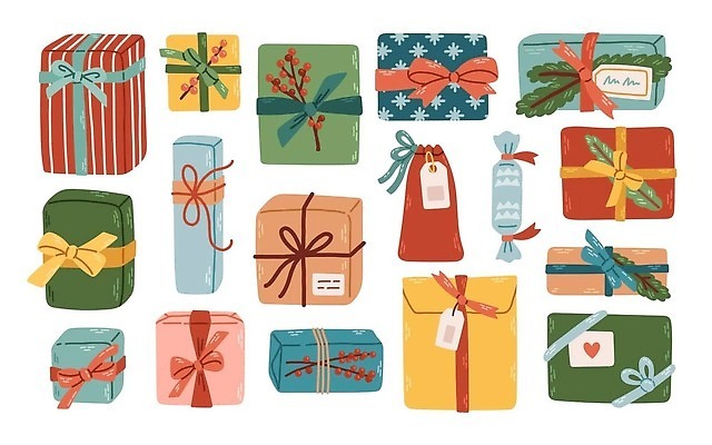 EPS 해외이미지 열매 리본 잎 일러스트 크리스마스선물 사람없음 선물상자 세트 꼬리표 엘리먼트 해외202310 해외일러스트 식물 크리스마스 선물 상자 라벨 파일형식 벡터
