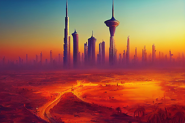 JPG 해외이미지 일러스트 하늘 추상 빌딩 사람없음 카툰스타일 사우디아라비아 해외202310 해외일러스트 무늬 중동 건물 파일형식