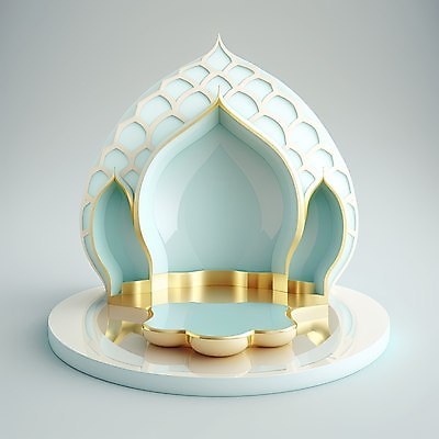 포토 JPG 해외이미지 건축물 하늘색 백그라운드 사람없음 3D 금색 모스크 단상 해외202310 해외포토 건축 컬러 파란색 이슬람교 디지털합성 파일형식