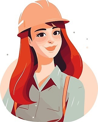 EPS 해외이미지 여자 유니폼 일러스트 한명 상반신 성인 안전모 성인여자한명만 생산직 해외202310 해외일러스트 직업 1 옷 사람 헬멧 안전장비 여자한명만 성인여자만 파일형식 벡터