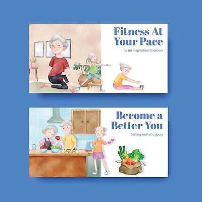 EPS 해외이미지 전신 여자 노년 남자 가로배너 채소 일러스트 요리 여러명 상반신 운동 건강관리 주방 노인만 해외202310 해외일러스트 배너 다수 건강 관리 사람 성인 가로 성인만 파일형식 벡터