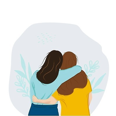 EPS 해외이미지 여자 허리손 일러스트 안기 어깨동무 상반신 성인 두명 친구 우정 성인여자만 해외일러스트 포즈 관계 모션 사람 여자만 성인만 파일형식 벡터