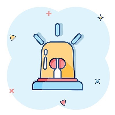 EPS 해외이미지 일러스트 경고 사람없음 파란색 심볼 심플 코믹 경고등 해외202310 해외일러스트 컬러 파일형식 벡터