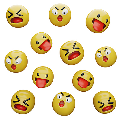 포토 JPG 해외이미지 감정 얼굴 표정 사람없음 세트 3D 놀람 외침 메롱 이모티콘 해외202310 해외포토 모션 신체부위 소리 디지털합성 파일형식