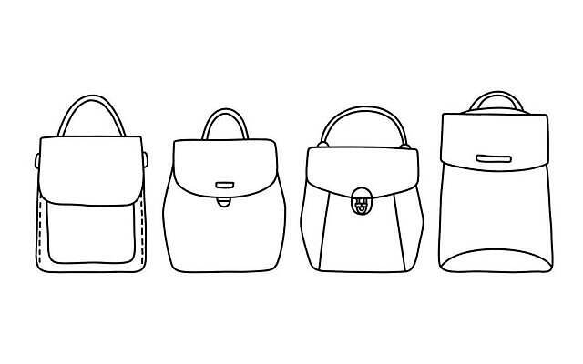 EPS 해외이미지 디자인 교육 여행 가방 일러스트 배낭 책가방 흑백 미술 그래픽 세트 검은색 장비 짐 흰색 플랫 낙서 오브젝트 자루 팩 고립 수하물 벡터 해외202310 해외일러스트 잡화 컬러 문화예술 촬영기법 화장품 파일형식