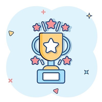 EPS 해외이미지 별 일러스트 사람없음 파란색 트로피 심볼 심플 코믹 해외202310 해외일러스트 자연요소 컬러 상_우승 파일형식 벡터