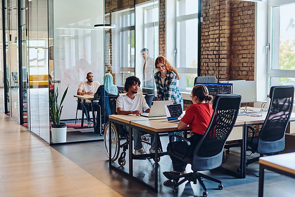 포토 JPG 해외이미지 전신 여자 남자 화분 화초 의자 창문 회의 함께함 여러명 성인 옆모습 노트북 사무실 모니터 직장인 장애인 책상 동료 휠체어 성인만 해외202310 해외포토 식물 직업 뷰포인트 가구 다수 컨셉 비즈니스 관계 사람 전자제품 컴퓨터 장애 파일형식