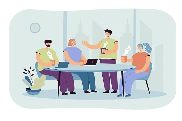 EPS 해외이미지 백인 직업 행복 커피 일러스트 회사 비즈니스 탁자 협력 대화 사람 앉기 컵 사무실 우주 주방 방 머그컵 마시기 잡기 도시 시간 업무 뜨거움 그룹 플랫 토론 종업원 동료 경영자 긍정 카페테리아 점심식사 단절 벡터 콜라보레이션 브레인스토밍 해외202310 해외일러스트 서양인 식기 감정 음료 가구 컨셉 관계 모션 말하기 식사 작업 리더 파일형식