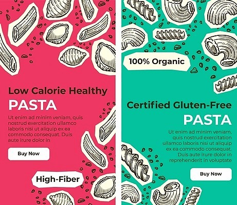 EPS 해외이미지 일러스트 사람없음 스케치 유기농 드로잉 마카로니 진분홍색 파스타면 펜네 푸질리 해외202310 해외일러스트 웰빙 분홍색 식재료 파스타 미술 면류 파일형식 벡터