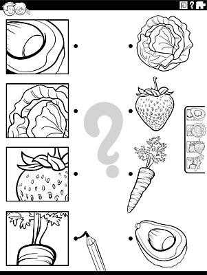 EPS 해외이미지 템플릿 디자인 교육 음식 조각 채소 과일 일러스트 부분 딸기 경기 취미 그래픽 책 학습 검은색 당근 게임 흰색 퍼즐 어플리케이션 연결 상추 만화 자르기 오브젝트 그림 양배추 정사각형 페이지 문제집 해결 아보카도 색칠공부 벡터 해외202310 해외일러스트 도형 스포츠 컬러 모션 놀이 뿌리채소 색칠 파일형식
