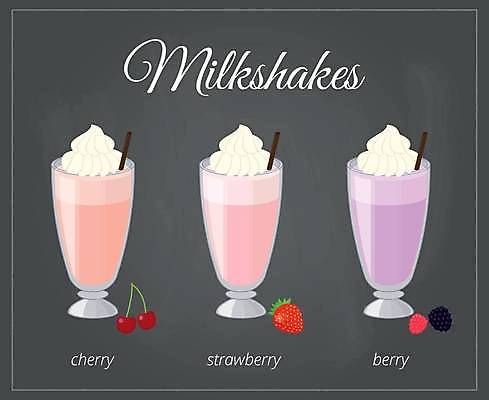 EPS 해외이미지 일러스트 딸기 사람없음 카페 체리 메뉴판 베리 밀크쉐이크 해외202310 해외일러스트 과일 상점 쉐이크 파일형식 벡터