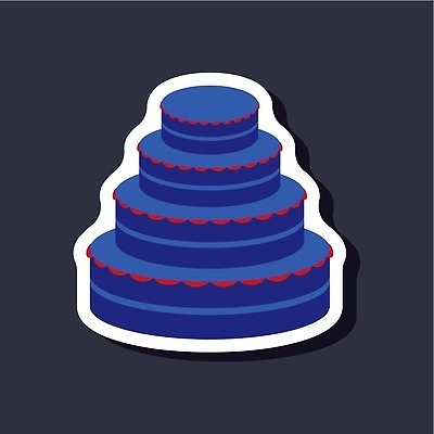 EPS 해외이미지 스티커 일러스트 사람없음 파란색 케이크 생일 해외202310 해외일러스트 기념일 컬러 디저트 파일형식 벡터