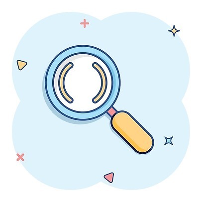 EPS 해외이미지 일러스트 돋보기 사람없음 파란색 심볼 심플 코믹 해외202310 해외일러스트 컬러 파일형식 벡터