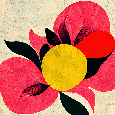 JPG 해외이미지 꽃 분홍색 백그라운드 일러스트 추상 미술 사람없음 노란색 그림 해외202310 해외일러스트 식물 컬러 무늬 문화예술 파일형식