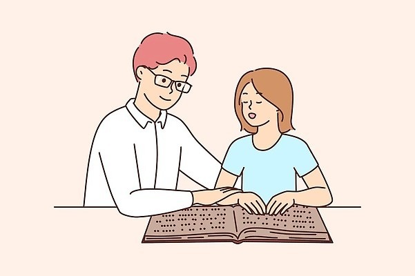 EPS 해외이미지 캐릭터 학생 라이프스타일 교육 남자 행복 어린이 컨셉 일러스트 텍스트 손가락 주택 관리 미소 사람 책 스터디 교사 방 터치 감각 장애인 만화 편지 읽기 사인 교과서 그림 긍정 윤곽 페이지 장애 가정교사 시각장애인 벡터 접근 해외202310 해외일러스트 일러캐릭터 직업 손 감정 모션 교재 표정 건물 생활 학습 파일형식 건축물 신체부위 건축