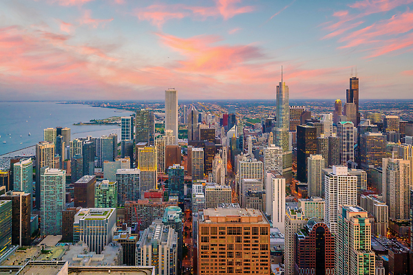 포토 JPG 해외이미지 호수 여행 건축양식 안테나 사람없음 건물 도시풍경 사무실 고층빌딩 미국 황혼 일몰 새벽 도시 도심 정상 스카이라인 랜드마크 시카고 해외202310 해외포토 자연요소 건축물 건축 북아메리카 비즈니스 통신 풍경 빌딩 노을 파일형식