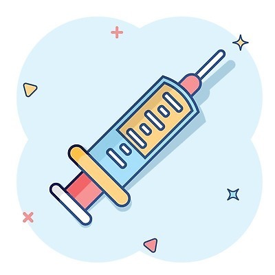 EPS 해외이미지 일러스트 주사기 사람없음 파란색 심볼 심플 코믹 백신 해외202310 해외일러스트 컬러 의학 의료기기 파일형식 벡터