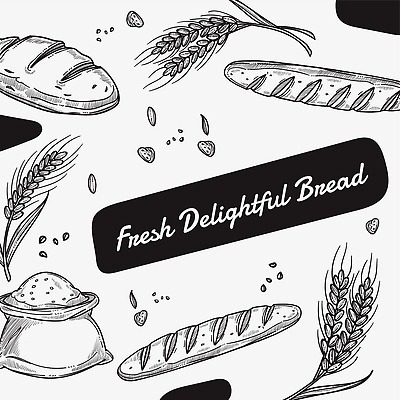 EPS 해외이미지 음식 빵 패턴 일러스트 재료 흑백 요리 상점 주방 빵집 껍질 시골 신선 뜨거움 맛 바게트 상품 낟알 스케치 밀 굽기 준비 유기농 반죽 윤곽 밀가루 레시피 덩어리 내추럴 프랑스어 제빵사 페스츄리 핸드메이드 벡터 맛있는 해외202310 해외일러스트 직업 문자 웰빙 컨셉 무늬 곡류 촬영기법 미술 가루 구이 파일형식