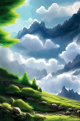 EPS 해외이미지 나무 백그라운드 일러스트 하늘 산 사람없음 분위기 해외202310 해외일러스트 식물 컨셉 파일형식 벡터