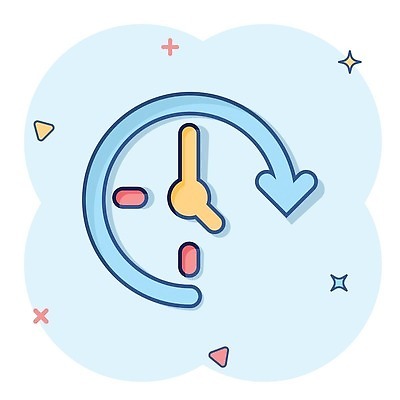 EPS 해외이미지 화살표 시계 일러스트 사람없음 파란색 심볼 심플 코믹 해외202310 해외일러스트 컬러 파일형식 벡터