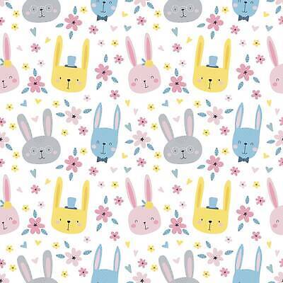 EPS 해외이미지 꽃 백그라운드 잎 패턴 일러스트 사람없음 귀여움 하트 토끼캐릭터 해외202310 해외일러스트 모양 식물 동물캐릭터 컨셉 무늬 토끼 파일형식 벡터